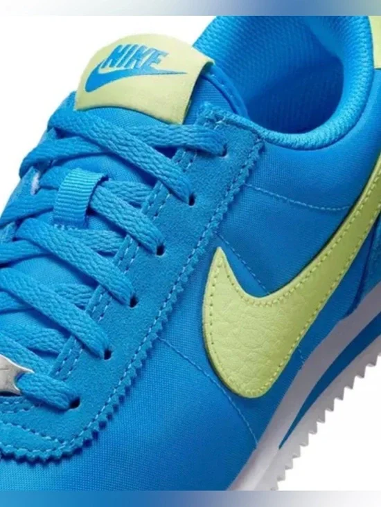 NIB [Nike] Cortez Retro Sneakers Shoes Photo Blue/Lemon Twist Youth 6/Womens 7.5 - Picture 4 of 13